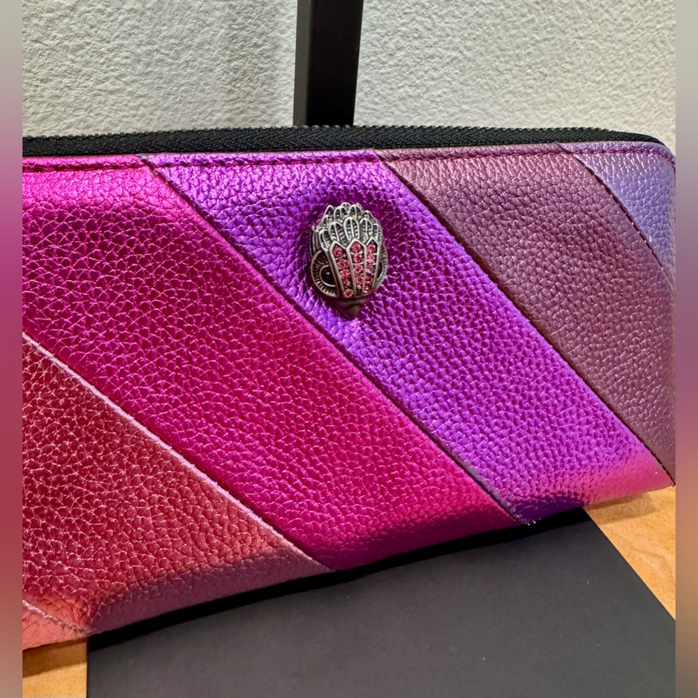 Kurt Geiger London Kensington Zip Around Metallic Pink Wallet - Picture 2 of 6